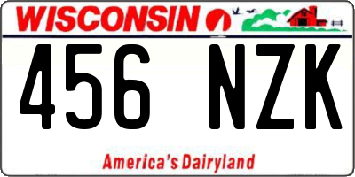 WI license plate 456NZK