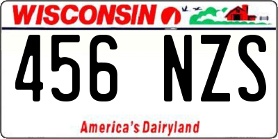WI license plate 456NZS