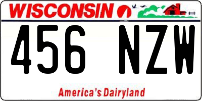 WI license plate 456NZW