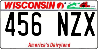 WI license plate 456NZX