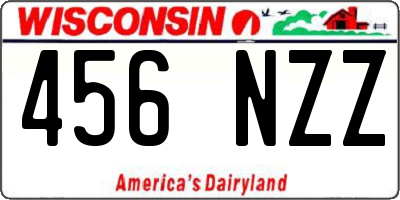 WI license plate 456NZZ