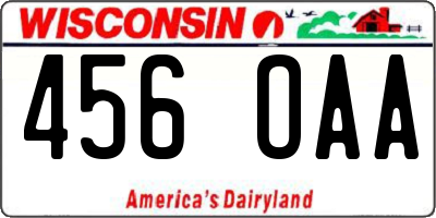 WI license plate 456OAA