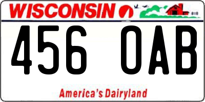 WI license plate 456OAB