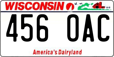 WI license plate 456OAC
