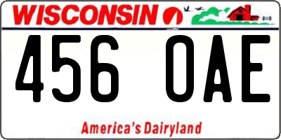 WI license plate 456OAE
