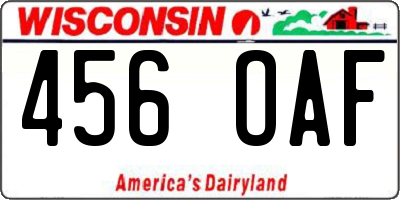 WI license plate 456OAF