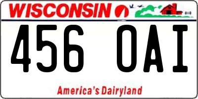 WI license plate 456OAI