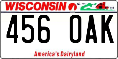WI license plate 456OAK