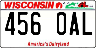 WI license plate 456OAL