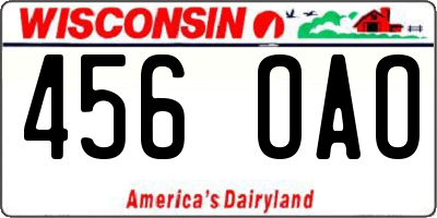 WI license plate 456OAO