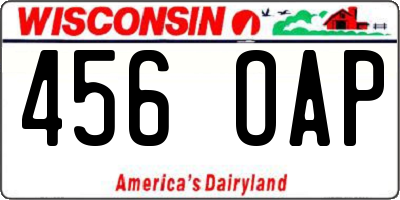 WI license plate 456OAP
