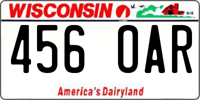 WI license plate 456OAR
