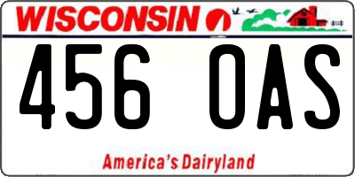 WI license plate 456OAS