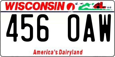 WI license plate 456OAW