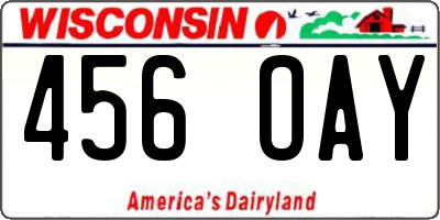WI license plate 456OAY