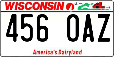 WI license plate 456OAZ