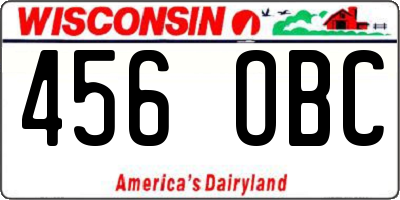 WI license plate 456OBC