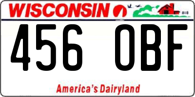 WI license plate 456OBF