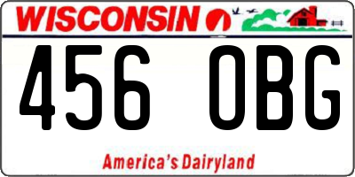 WI license plate 456OBG