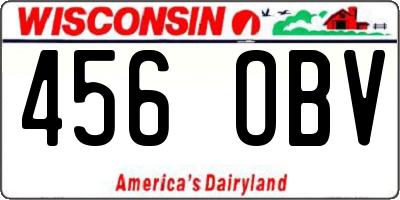 WI license plate 456OBV