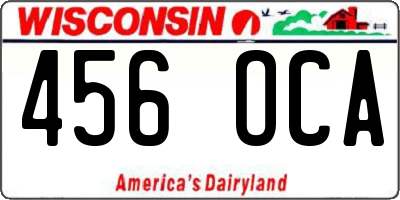 WI license plate 456OCA