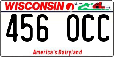 WI license plate 456OCC