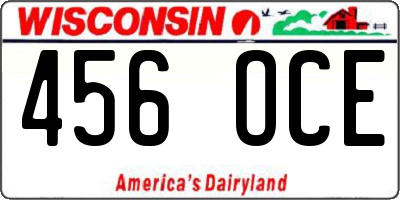 WI license plate 456OCE