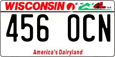 WI license plate 456OCN