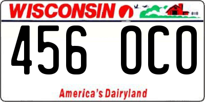 WI license plate 456OCO