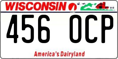 WI license plate 456OCP