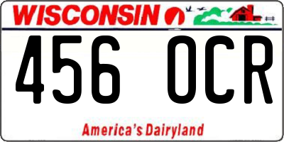 WI license plate 456OCR