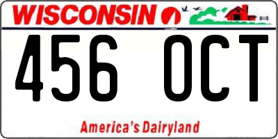 WI license plate 456OCT