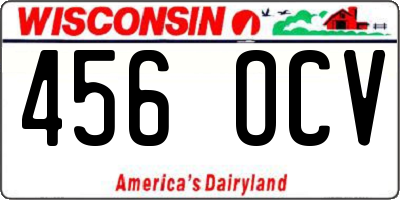 WI license plate 456OCV