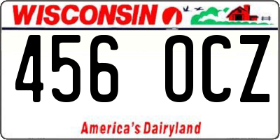 WI license plate 456OCZ