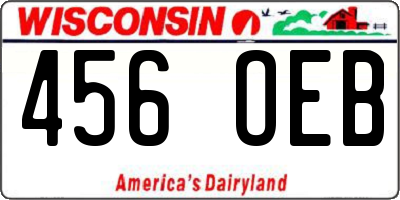 WI license plate 456OEB
