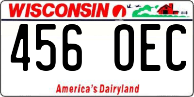 WI license plate 456OEC