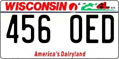 WI license plate 456OED