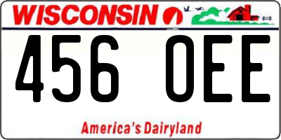 WI license plate 456OEE