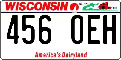 WI license plate 456OEH