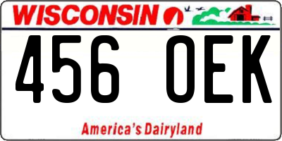 WI license plate 456OEK