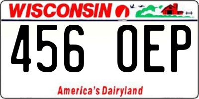 WI license plate 456OEP