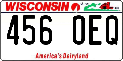 WI license plate 456OEQ
