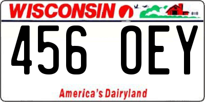 WI license plate 456OEY