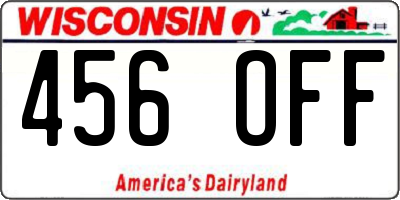 WI license plate 456OFF