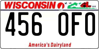 WI license plate 456OFO