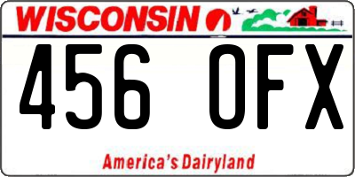 WI license plate 456OFX