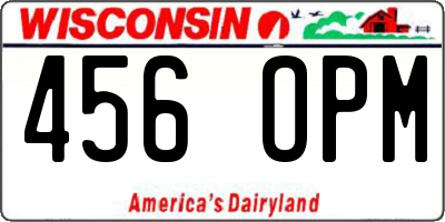 WI license plate 456OPM