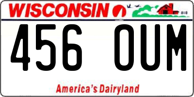 WI license plate 456OUM