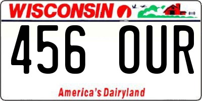 WI license plate 456OUR