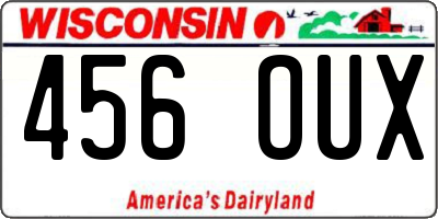 WI license plate 456OUX